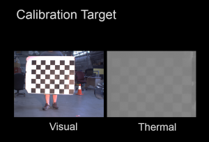 Standard calibration target viewed from visual and thermal cameras